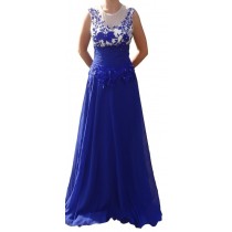Blau-weißes Abendkleid L 40