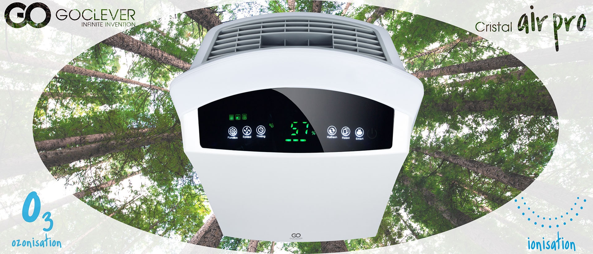 Das Ger&auml;t kann in R&auml;umen bis zu 60 m2 eingesetzt werden. GOCLEVER CRISTAL AIR PRO ist ideal f&uuml;r Wohnungen, Einfamilienh&auml;user, Arbeitspl&auml;tze (B&uuml;ros) und andere geschlossene R&auml;ume. 