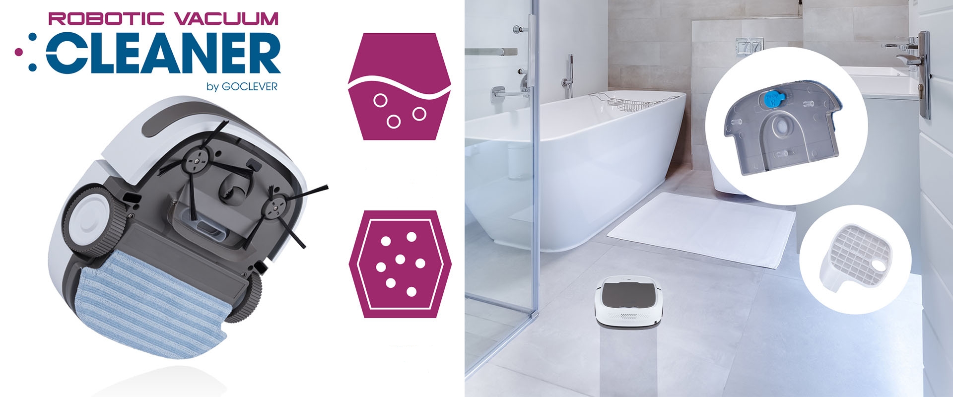 Der GoClever Comfort Cleaner ist der erste kompakte Roboter Staubsauger, der mit Funktionen ausgestattet ist, die bisher nur Premium-Geräten vorbehalten waren. Der GoClever Comfort Cleaner ist der erste kompakte Roboter Staubsauger, der mit Funktionen ausgestattet ist, die bisher nur Premium-Geräten vorbehalten waren.