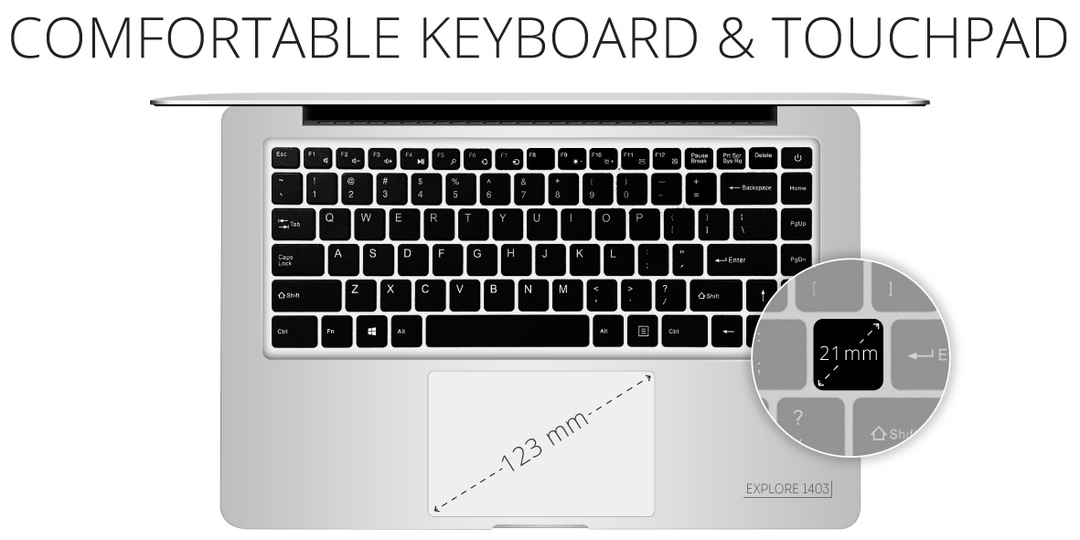 Durch das ultradünne Gehäuse lässt sich das Explore KM1403 einfach in einer Handtasche, einen Rucksack oder einer Aktentasche verstauen. Durch das ultradünne Gehäuse lässt sich das Explore KM1403 einfach in einer Handtasche, einen Rucksack oder einer Aktentasche verstauen.