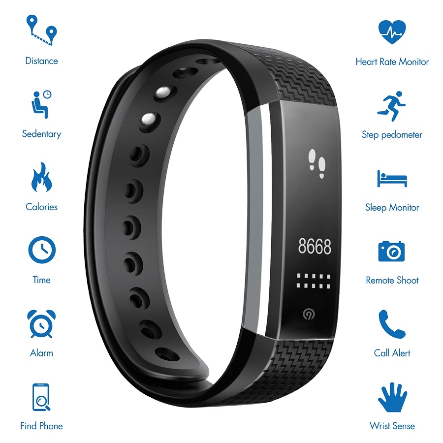 Die NINETEC Smartfit F3HR ist in fünf Farbvarianten erhältlich. Der Fitnesstracker kann aus dem Armband herausgenommen werden.